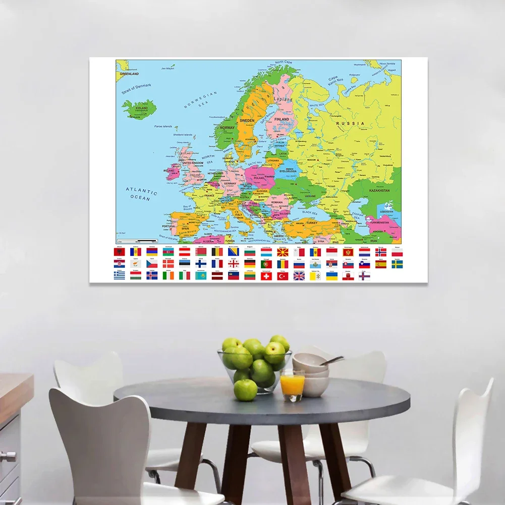 The Europe Map 150*100cm Non-woven Canvas Painting Vinyl Large Poster Wall Hanging Picture Home Decoration School Supplies