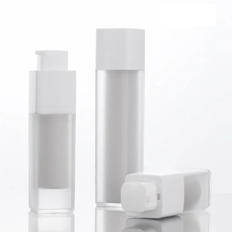 Square Vacuum Bottle Press Lotion Empty Liquid Foundation Makeup Container 1Pc 15/30/50ml