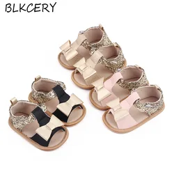 Infant Baby Girl Sandales Toddler Summer Shoes Newborn Bebes Soft Rubber Sole Footwear for 1 Year Cute Gold Bling Sandalen Gifts