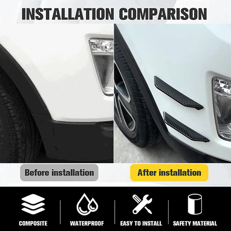 8-Piece Car Bumper Lip Protector Set - Universal Diffuser Spoiler Wing Guards