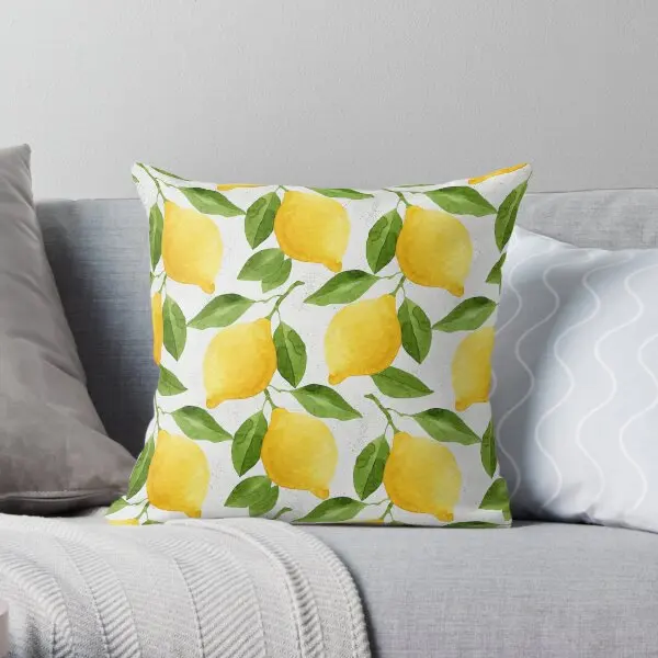 

Watercolor Lemon Pattern Printing Throw Pillow Cover Hotel Wedding Waist Throw Decorative Decor Pillows not include One Side