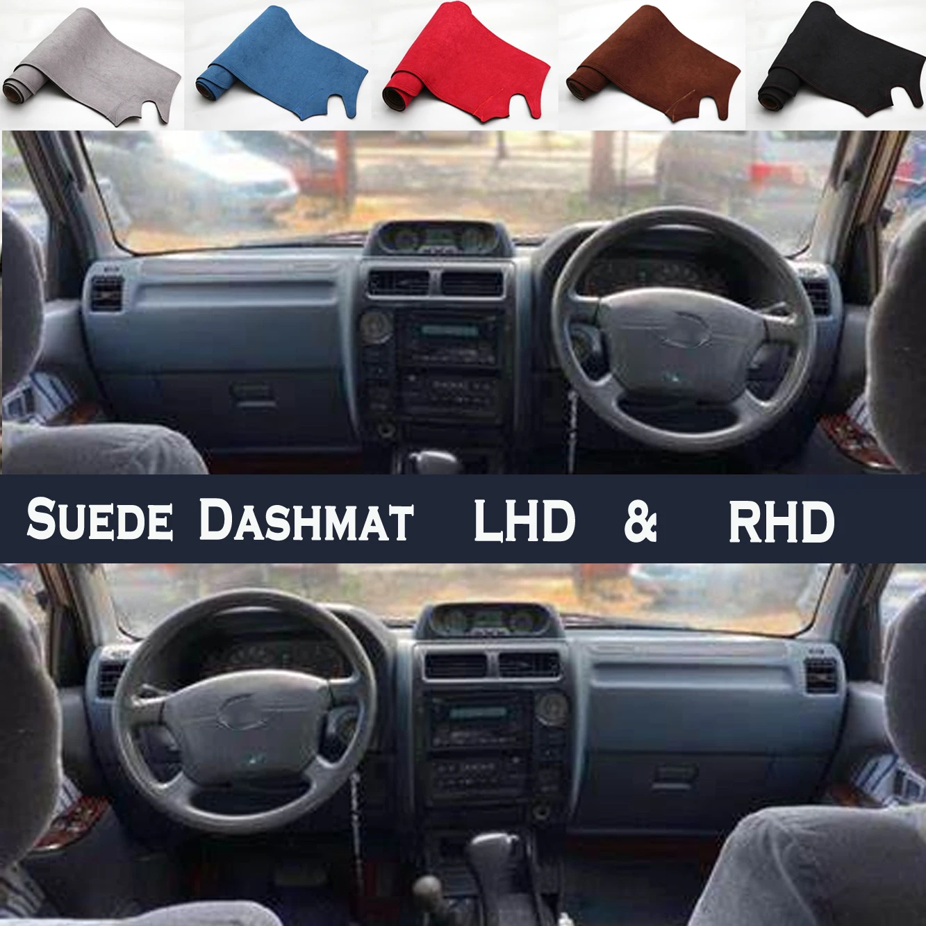 Car Styling Suede Leather Dash Mat Covers Dashmat Dashboard Accessories For Toyota Prado j90 TX