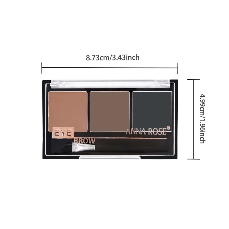 3-Shade Eyebrow Powder Palette - Long-Lasting, Waterproof and Sweat-Proof, Natural Eyebrow Powder for All Skin Types 4