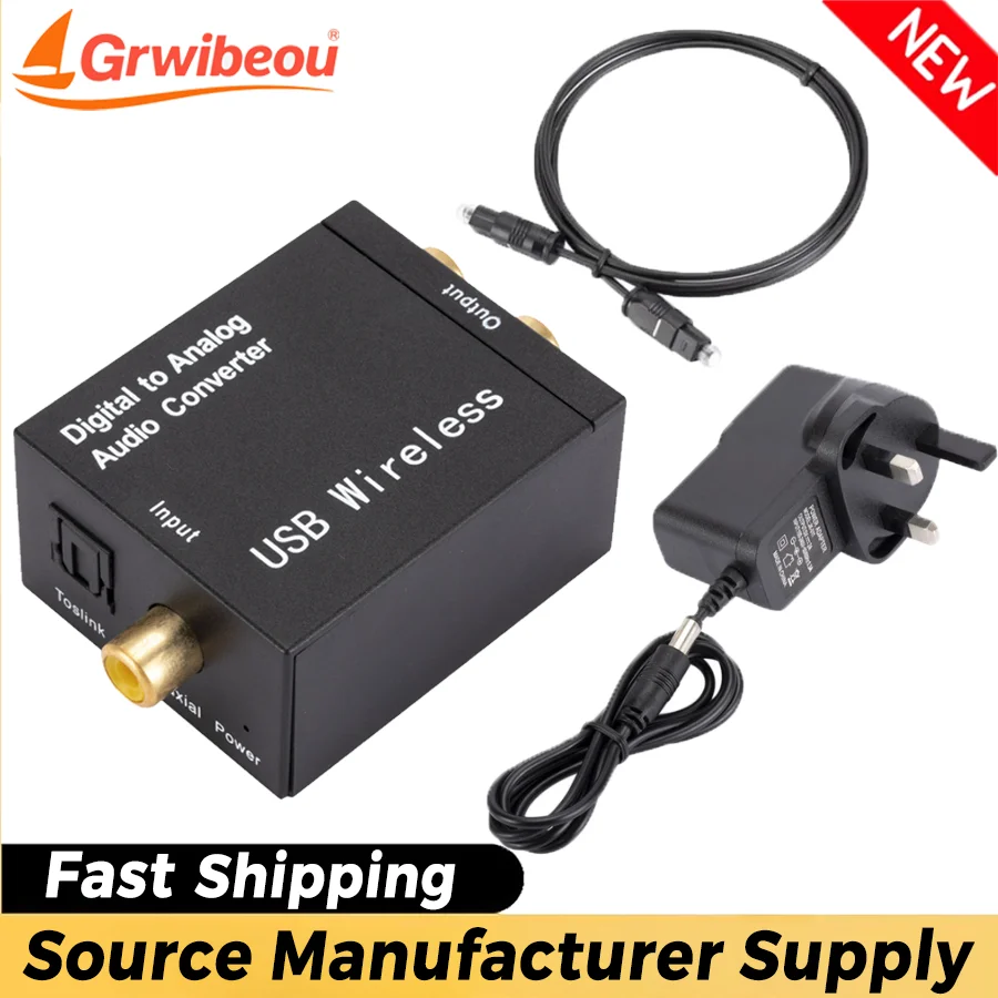 Bluetooth-Enabled Digital to Analog Audio Converter with Optical, Coaxial, and Toslink Inputs