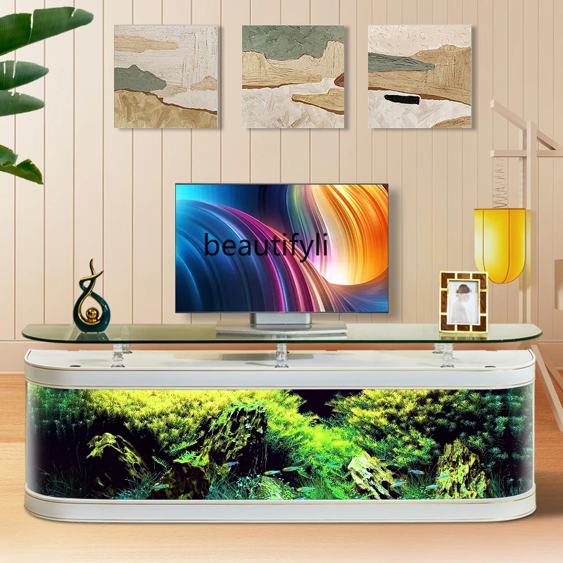 Fish Tank Aquarium Ecological Change Water Floor Glass Fish Tank Bar  Counter Living Room Coffee Table - AliExpress