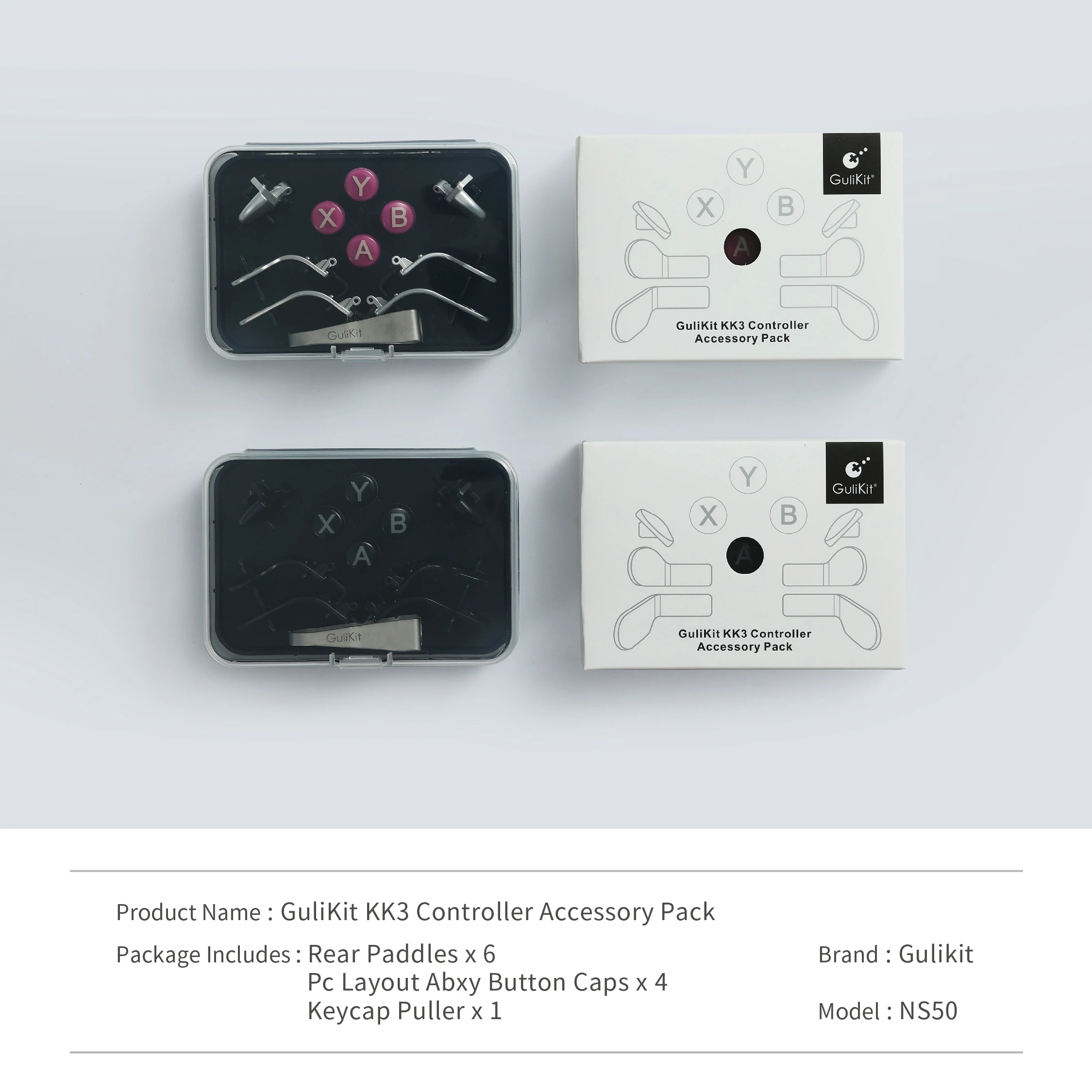 GuliKit KingKong 3 Controller Accessory Pack with Rear Paddles, Custom Button Set, and Keycap Puller