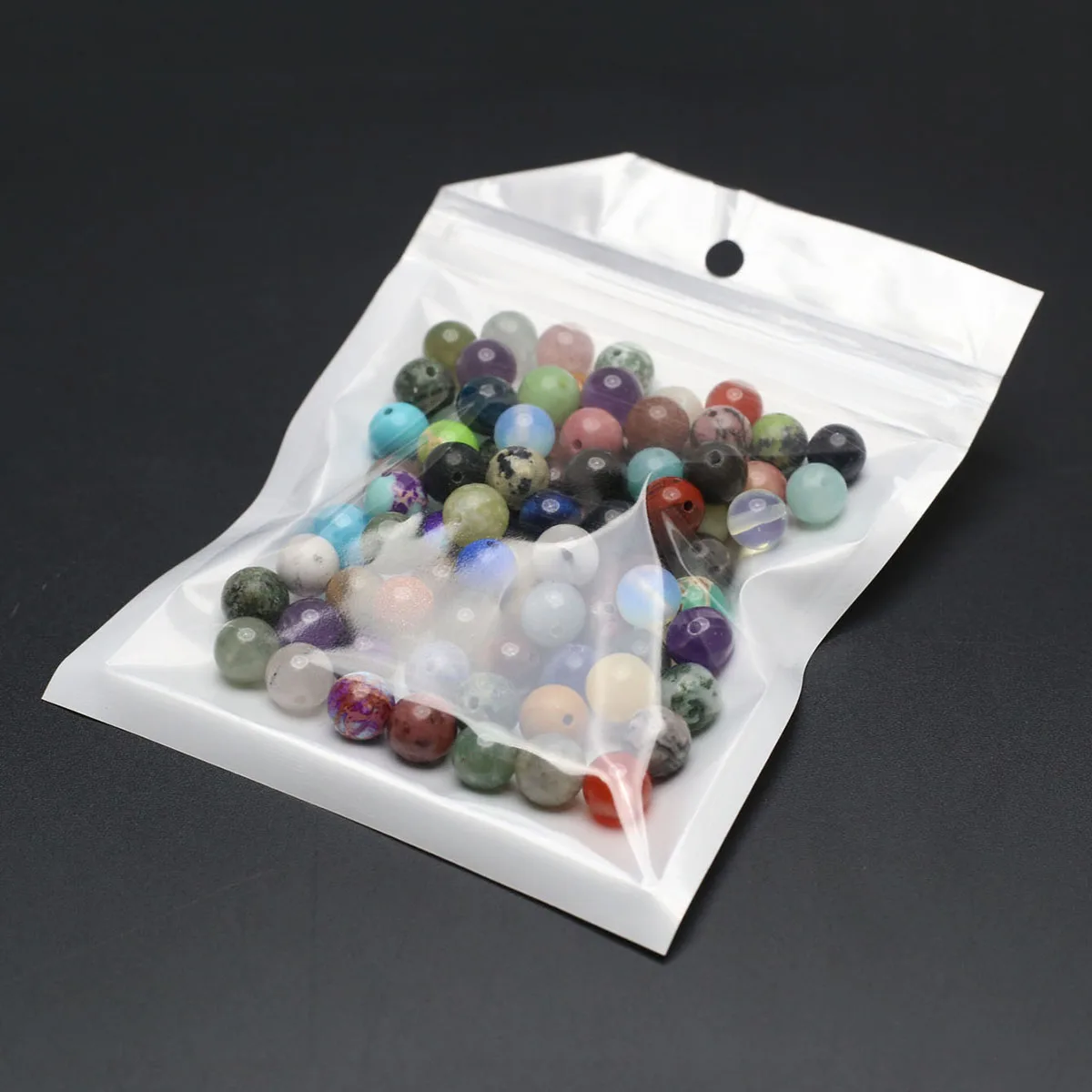 100PCS Random Color Natural Semi precious Stone Round Beads Pendant Jewelry Making DIY Necklace Accessories Gift