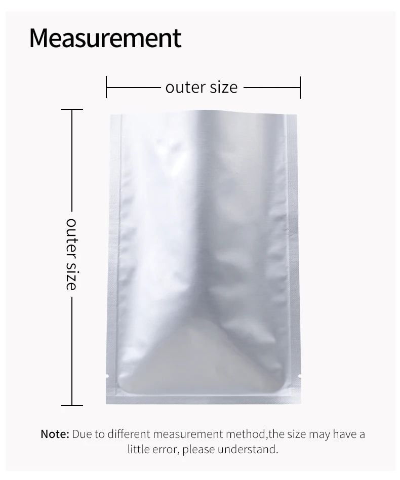 100 stücke Selbst-Dichtung Heißer Dichtung Flache Reine Aluminium Folie Feuchtigkeit-beweis Dichtung Tasche Tee Kaffee Bean Candy hause Verpackung Tasche – Detail 2