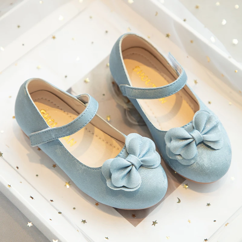 Girls Leather Formal Shoes with Sweet Bow Kids Princess Shoes for Party Wedding 2024 New Girls' Performance Dance Shoes Low Heel 4