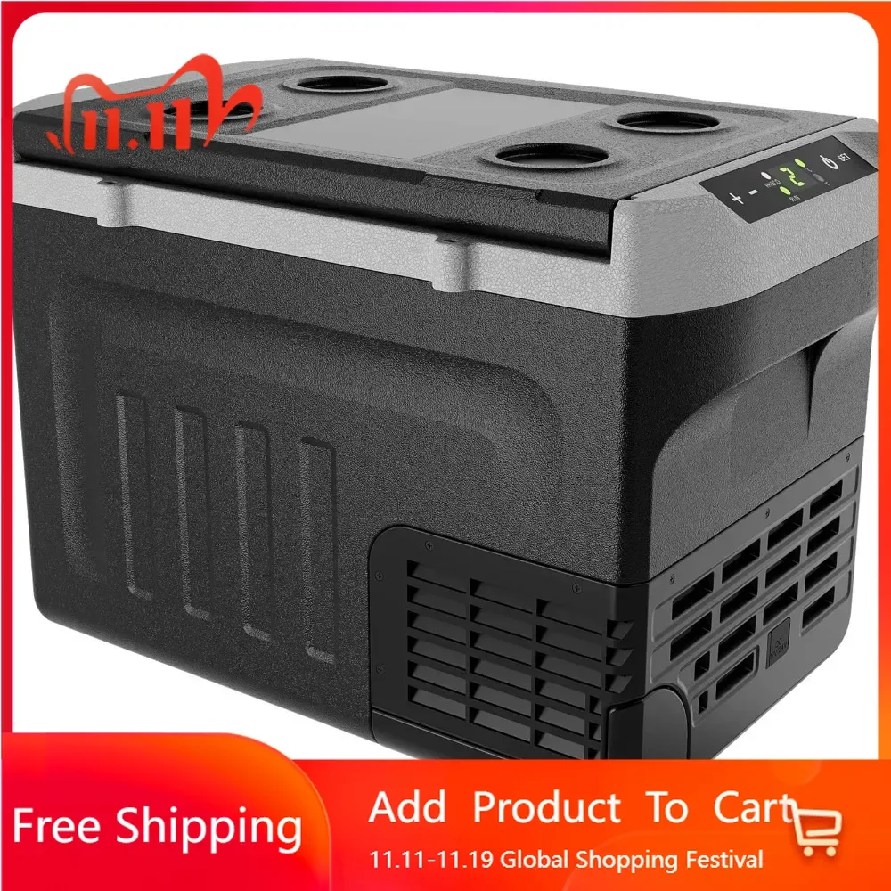 12V car refrigerator, 32QT (30L), 12V compressor electric cooler -4 &deg; F~68 &deg; F, 12/24V DC and 110-240V AC, used for camping