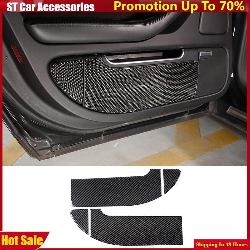 

Car Rear Door Anti-kick Panel Sticker for Audi A8 D3 2004 - 2012 Soft Carbon Fiber Interior Accessories