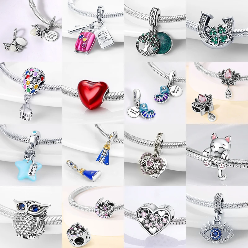 Charm Jewelry Fits Pandora 925 Original Charms Bracelet for Women Silver Animal Heart Shape Pendant Beads Jewelry Gift