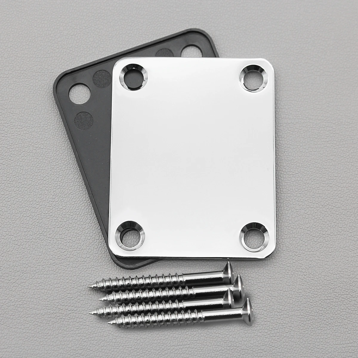 FLEOR 1PCS TL Gitarrenhalsplatte Halsgelenkbrett mit Schrauben E-Gitarrenteile, Chrom/Schwarz – Detail 3