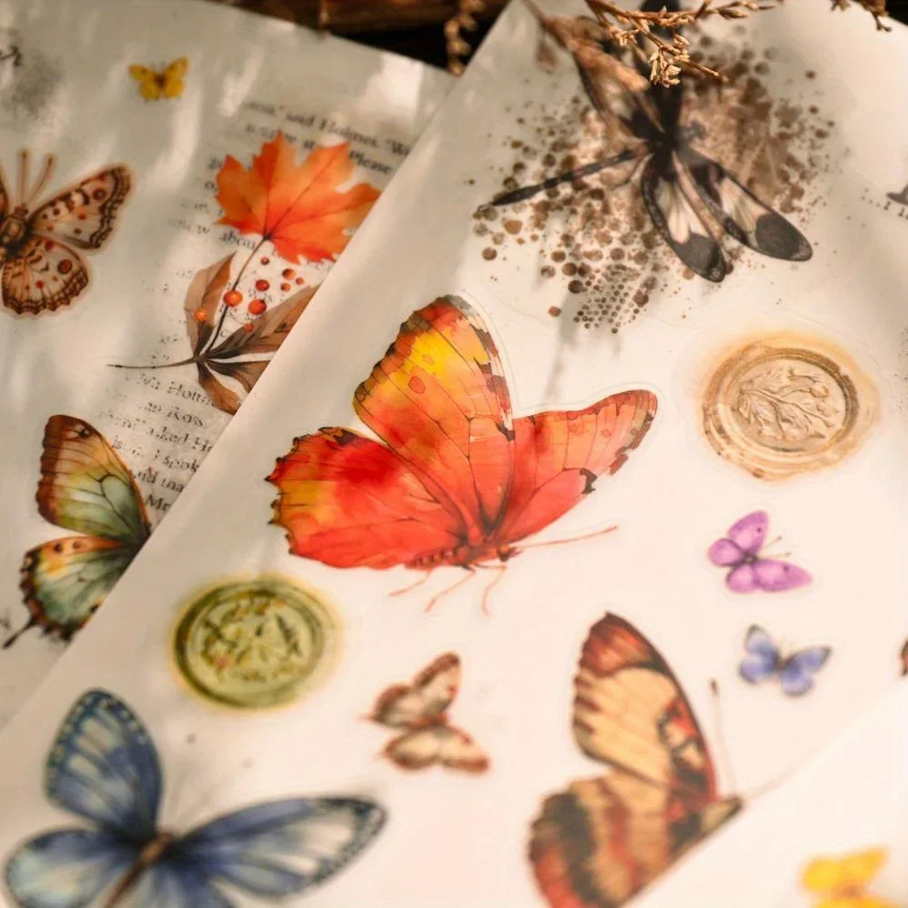 3 Sheet Large Butterfly RUB ON Transfer Stickers Junk Journal Collage Colorful Butterfly Sticker DIY Album Scrapbooking Material