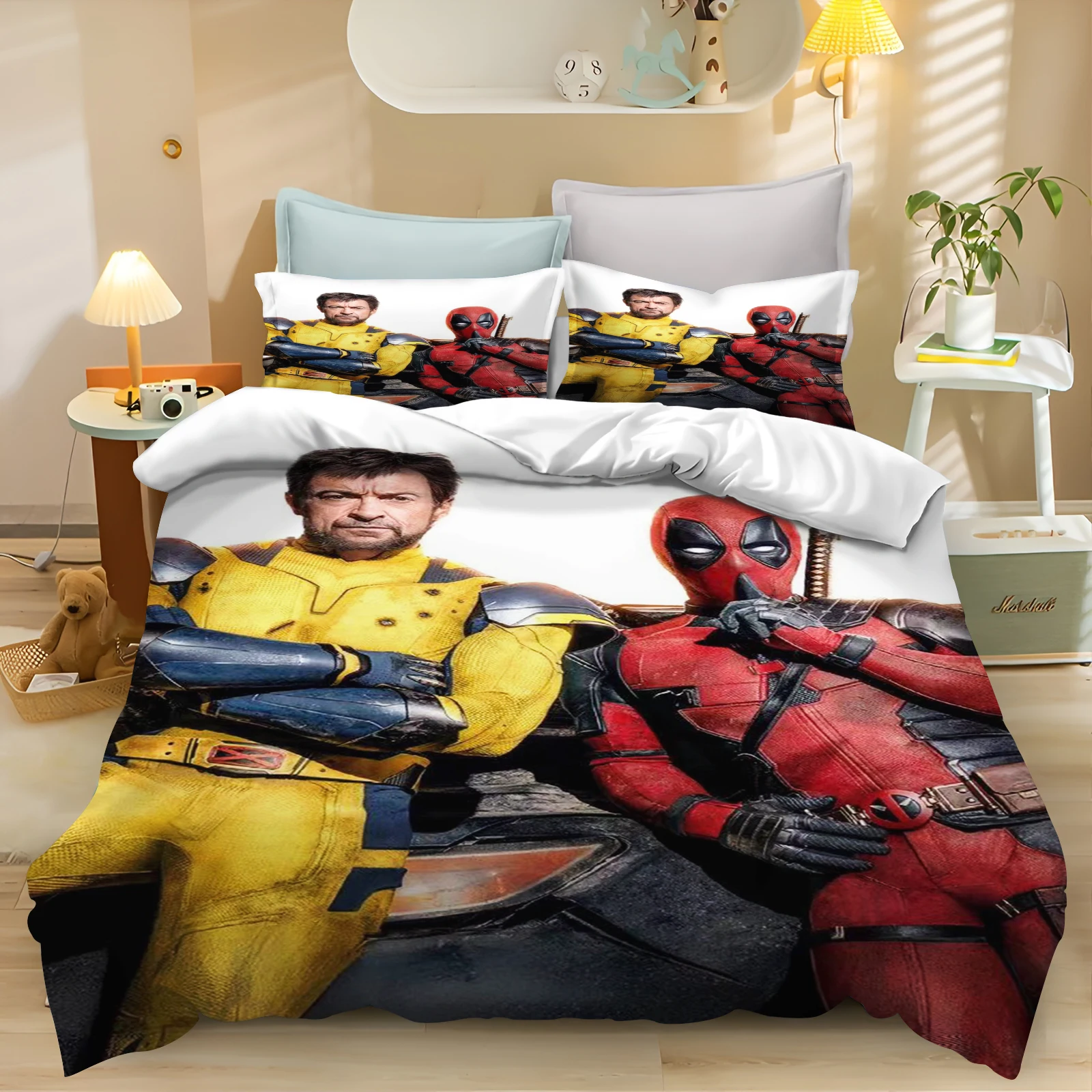 Description Picture 3 of itemDeadpool and Wolverine Bedding Set for Teen Bedroom Polyester Various Sizes Decor Ultra Soft Comfortable Cartoon Alien Baby Set
