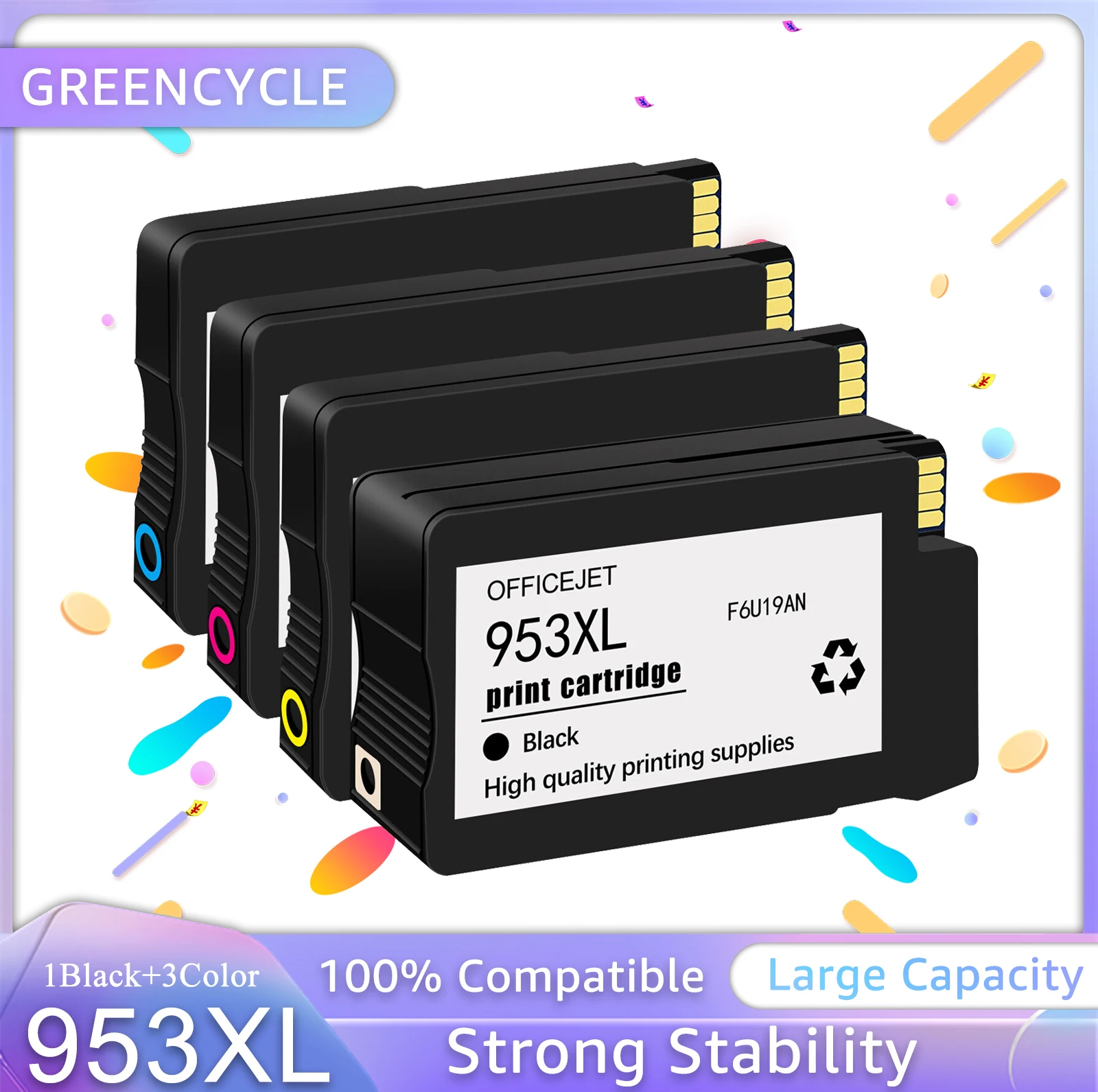   Greencycle 953 잉크 카트리지 교체품, HP 오피스젯 프로 8710 8715 8716 8718 8719 8720 시리즈 8725 8730 프린터용, 953XL 