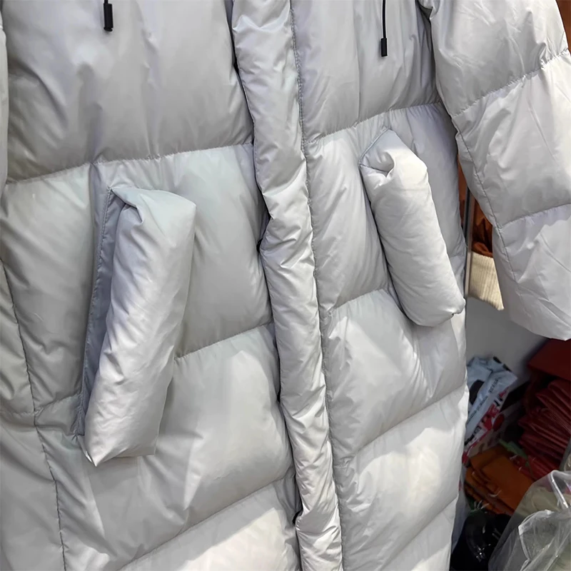 Winter Thick Long Hooded Down Jacket Women White Duck Down Knee Length Down Jackets Female Solid Warm Outdoor Parkas Outwears