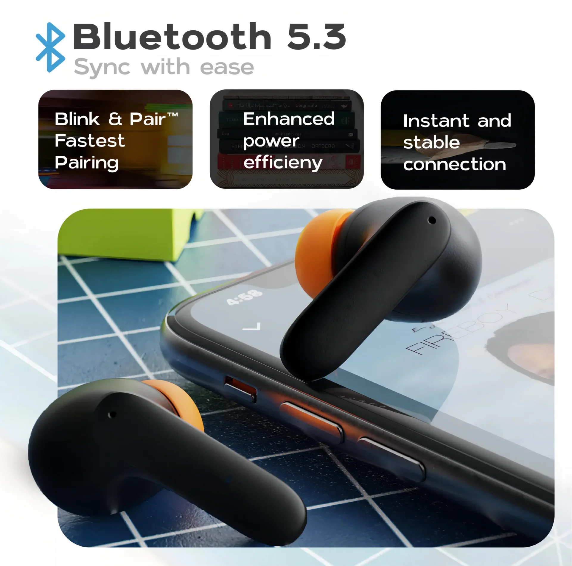 TWS Wireless Bluetooth Earphones with Dual Mic ENC Noise Cancelling - Image 6