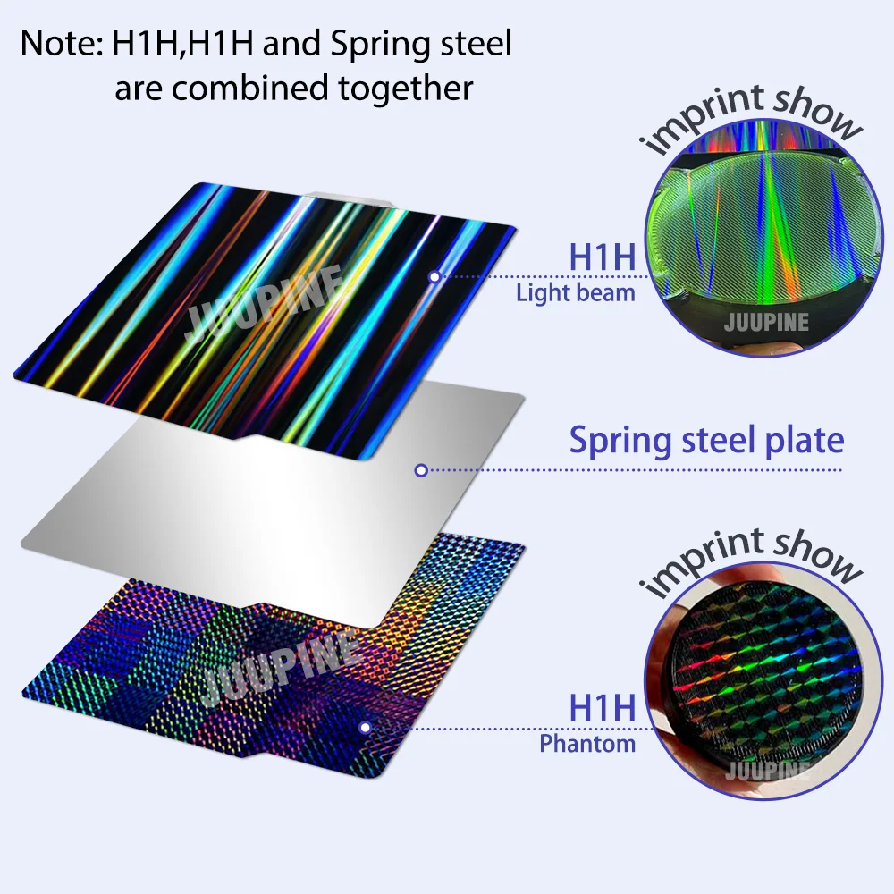JUUPINE 257x257mm H1H Build Plate For Bambu Lab 3D Printers Double Sided Spring Steel 1050208