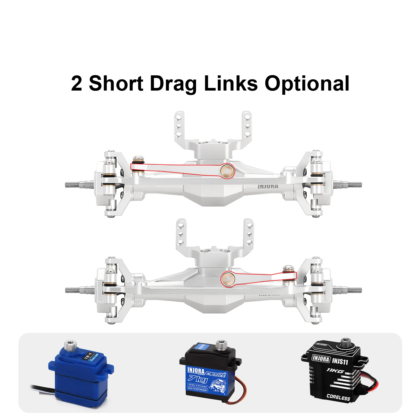 INJORA +4mm ダイヤモンドアクスル、レイダウンサーボマウント