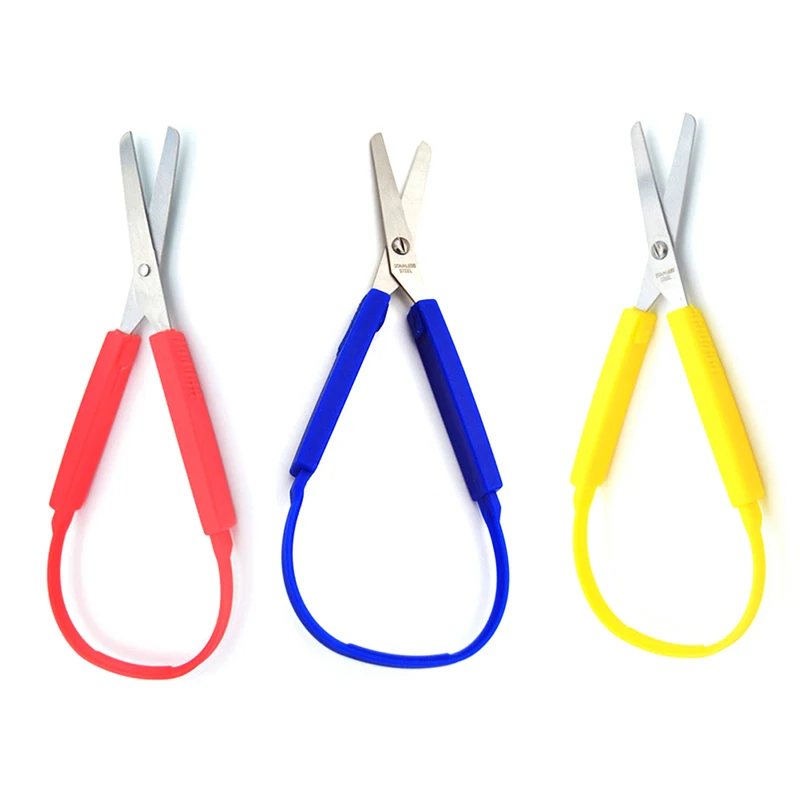 

Student Kid Mini Stainless Steel Loop Scissors Colorful Grip DIY Art Craft Paper Cutting Stationery School Home Office Tool