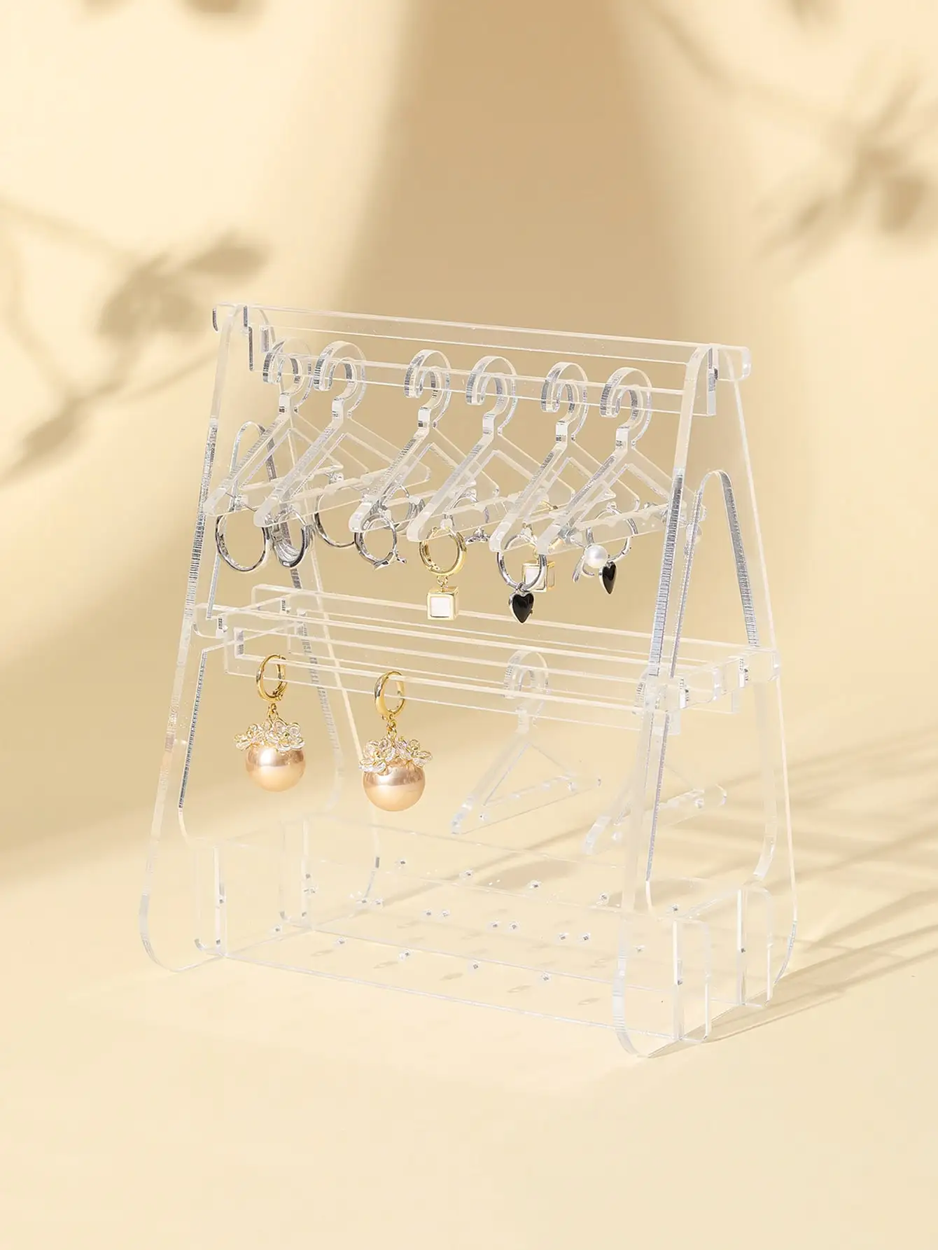 1pc-Hangers Creative Earring Display Clear Acrylic Organizer Stand Showcase Ear Stud Hanger Shape Tabletop Jewelry Storage Rack