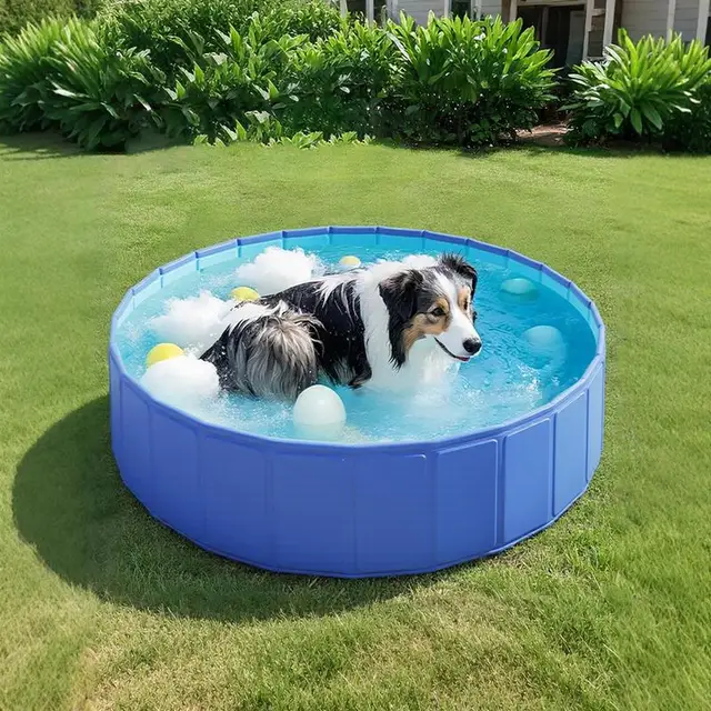 Dog Pool Cats Swimming Pool PVC Anti-Slip Foldable Portable Yard Bathing Tub for Dogs Cats Puppy Animals Children Outside 2