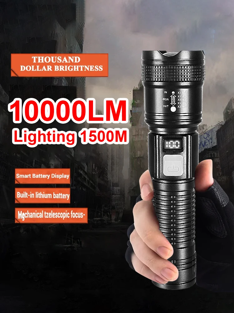 다이빙 전조등, XML-T6 LED 수중 다이빙 전조등, 다이빙 손전등, 헤드라이트, 토치, 배터리, 충전기, 박스, 3800 루멘, 10W 11 고출력 LED 손전등 방수 전술 손전등, 매우 밝은 장거리 랜턴, 야외 캠핑 낚시 조명, 10000LM