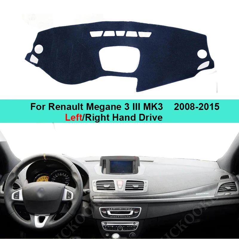 2 Layers Car Auto Dashboard Cover Carpet Cape for Renault Megane 3 III MK3  2008-2015 Dashboard Pad Anti-UV Accessories