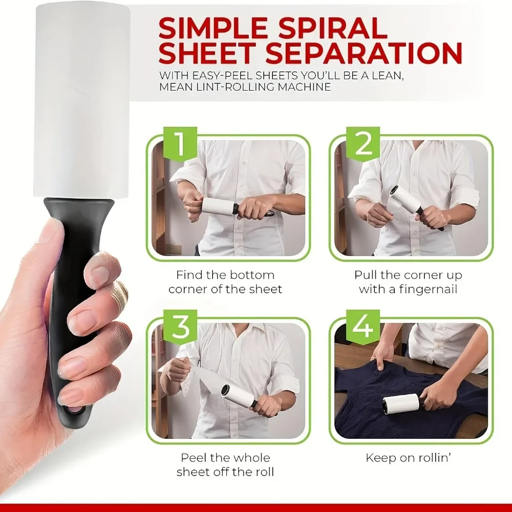 120/300sheets Disposable Tear Sticky Roller Multi-purpose Pet Cat Dog Hair Remover Household Dust Removal Brush Cleaning Tools 4