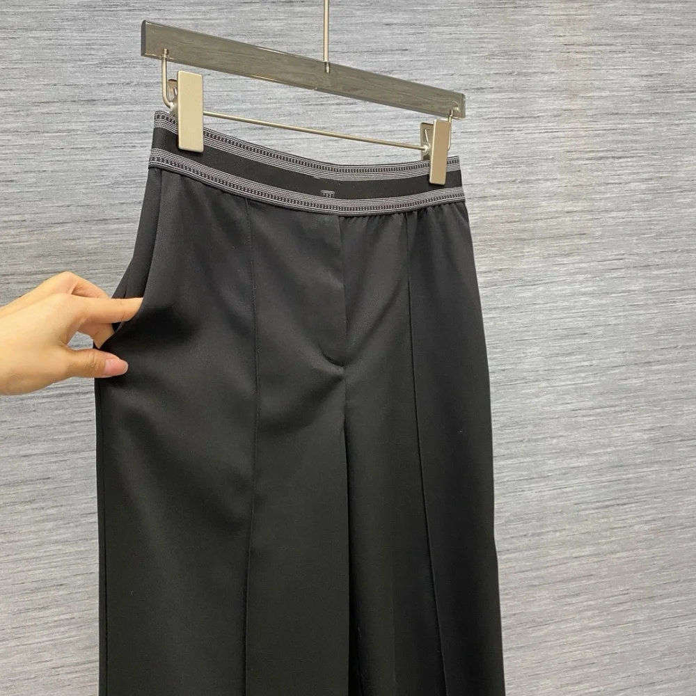 

Suit material rubber band straight leg pants