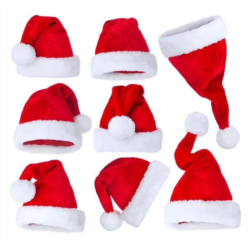 New Year Plush Christmas Hat Adult Children Christmas Decoration Santa Claus Gift Warm Winter Hat Decoration