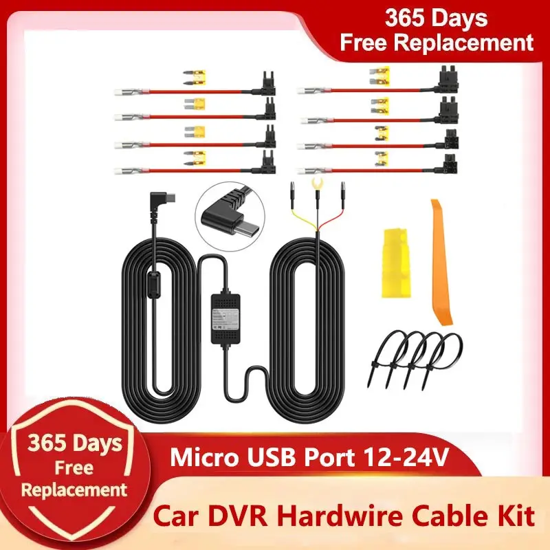 

Car Dash Cam Wire 3.5m Mirror DVR Hardwire Cable Kit Video Recorder 12/24V To 5V3A Micro USB Charger For AZDOME M300S M300 BN03