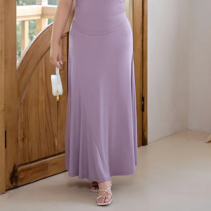 Plus Size Women's Skirt Premium Fashion Slim Modal A-Line Fishtail Long Skirt With Draping Effect