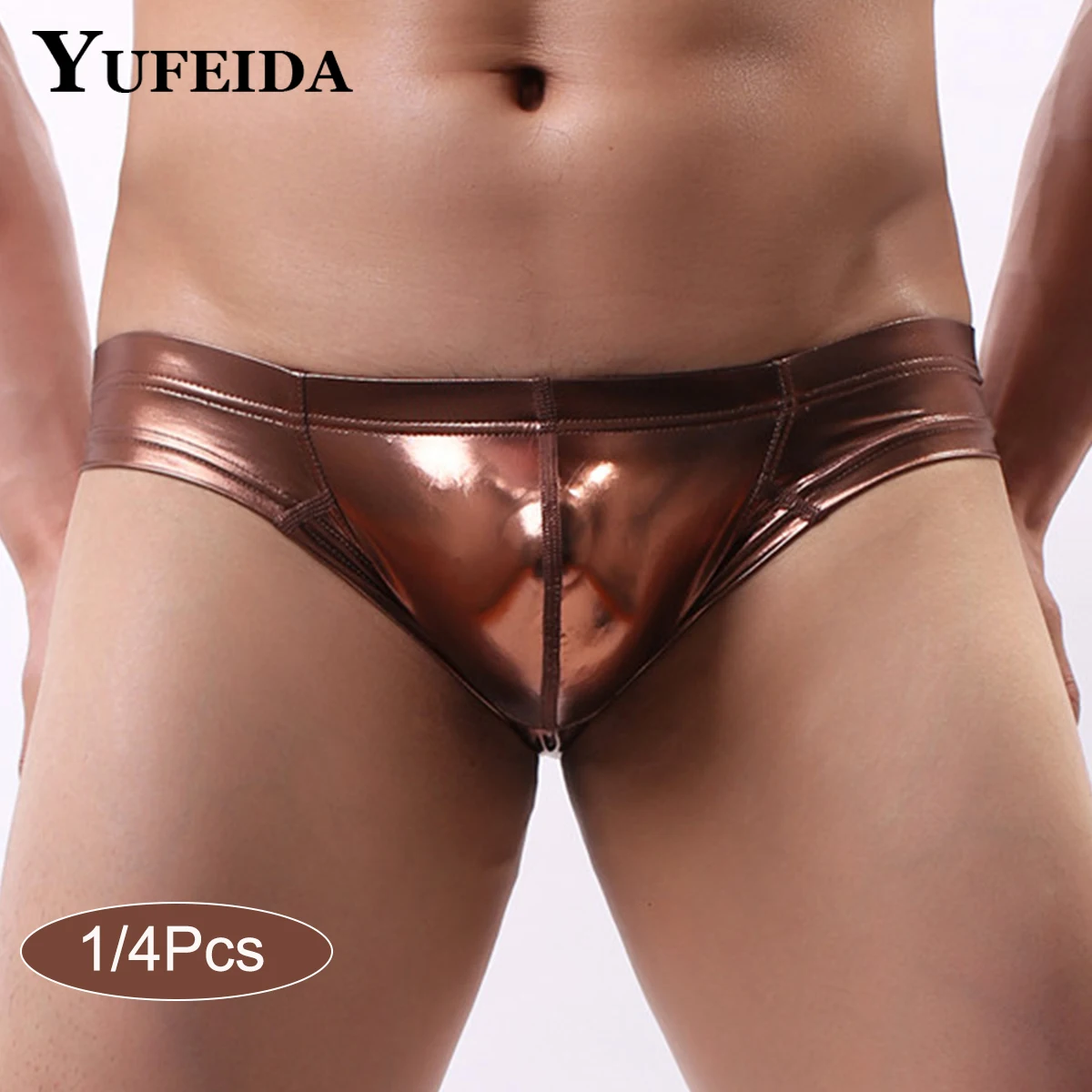 

YUFEIDA 1/4pcs Men's Leather Jockstrap Thongs Gay Gold Silver G String Thong Calzoncillos Hombre Slips Sexy Jock Strap Panties