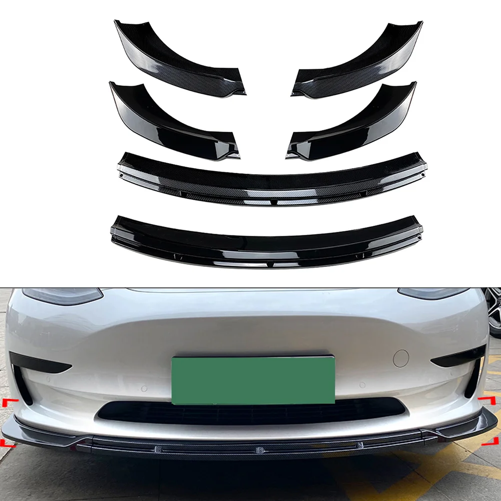

3Pcs/Set Car Front Bumper Lip Chin Spoiler Splitter Trim Decoration For Tesla Model 3 Model3 2017 2018 2019 2020 2021