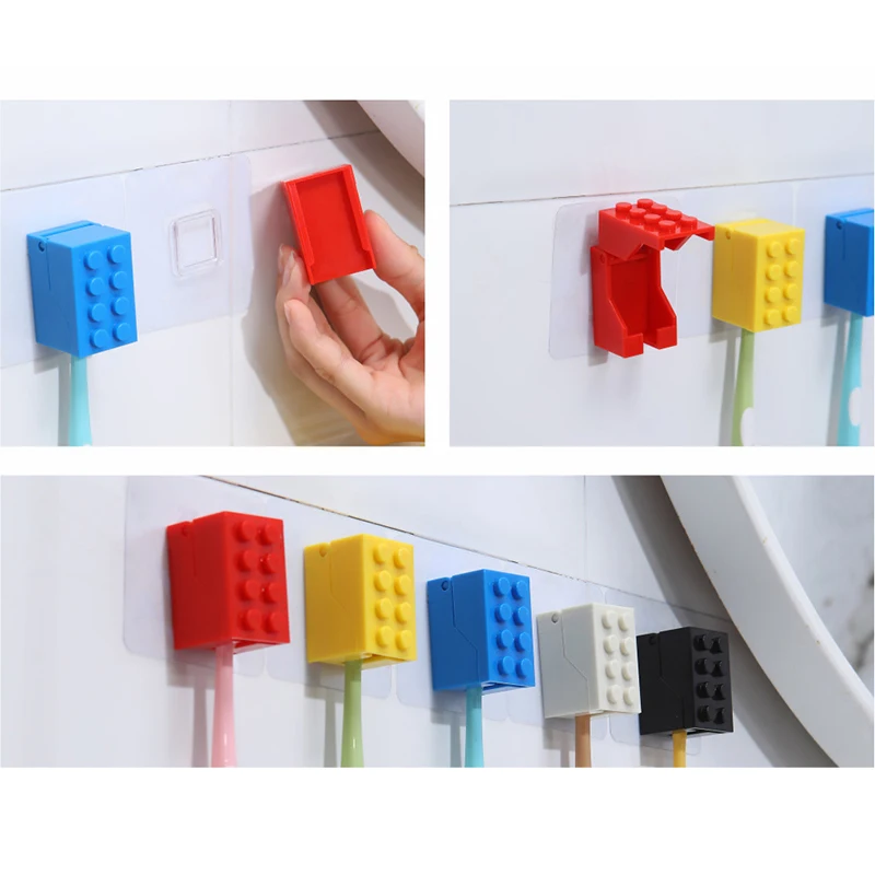 Building Block Shaped Toothbrush Holder Creative Mini Children