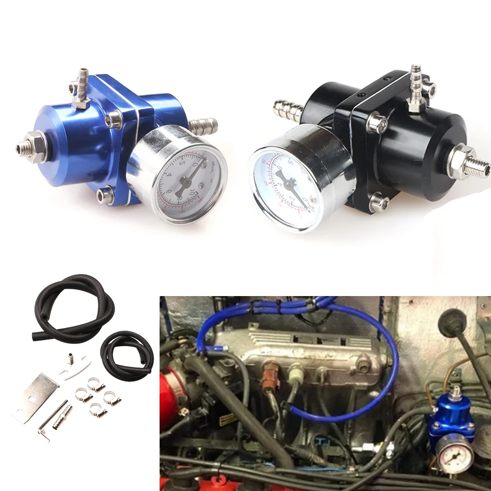 

Универсальный автомобильный регулятор давления топлива с манометром, регулируемый регулятор давления масла, 0-140PSI, черный, синий, красный, с...