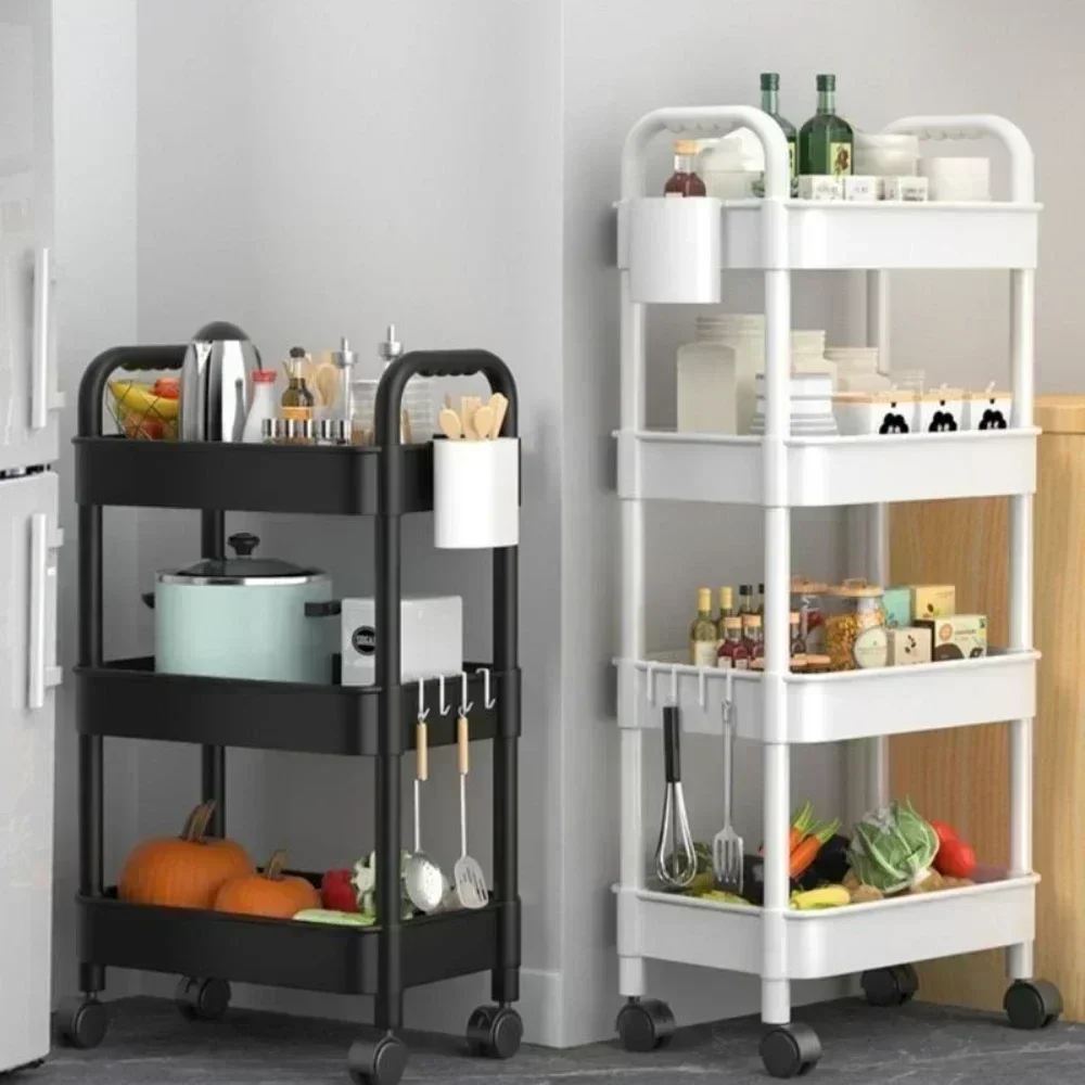Storage Rack Mobile Trolley Organizer Household Kitchen Multifunctional Cart With Wheels Home Accessories Multi Storey Bookshelf