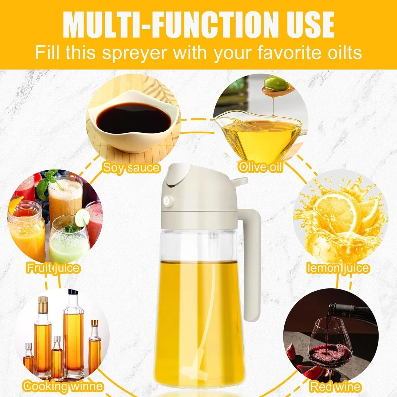 2in1 500ml Glass Oil Sprayer Oil Spray Bottle Oil Tank BBQ Kitchen Baking BBQ Picnic Kitchen Tools for Businesses 5