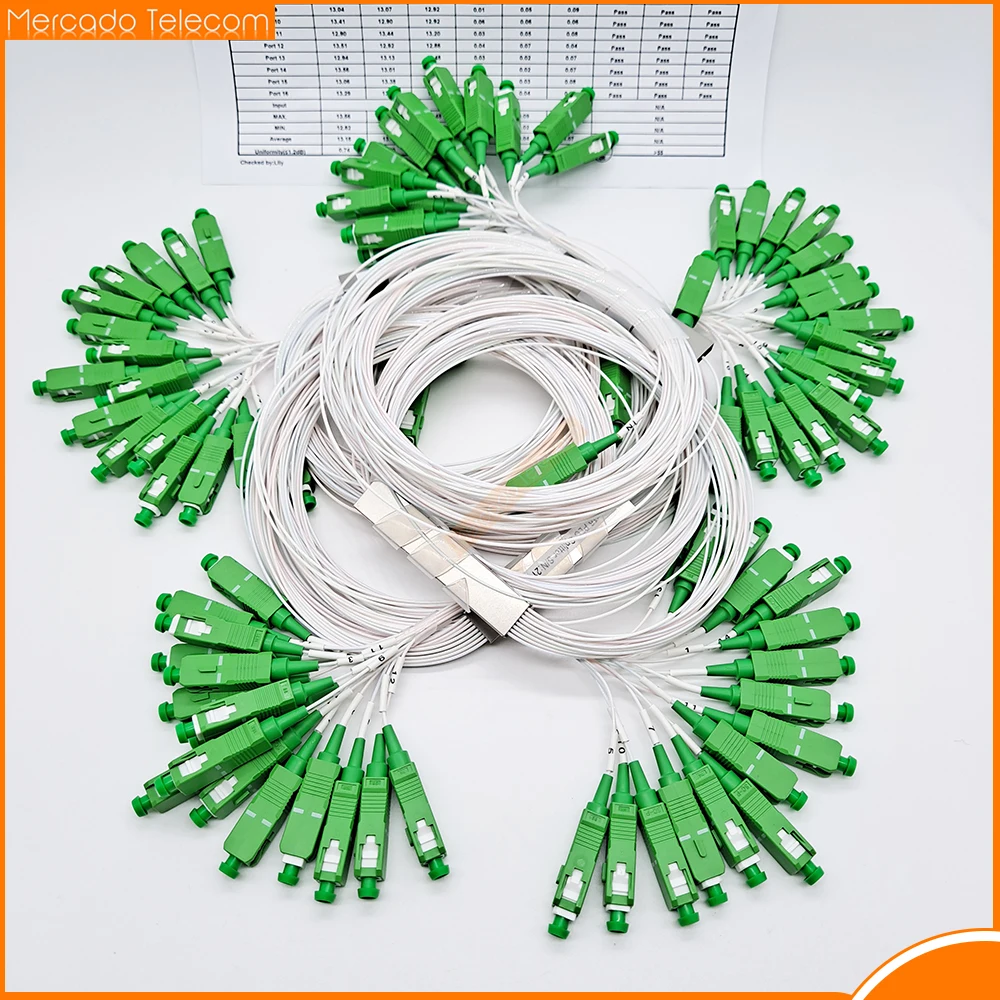 10 PCS/Lot 1x2 1x4 1x8 1x16 PLC SC/APC SM 0.9mm 1m FTTH Fiber Optic Splitter SC APC fiber optic adapter