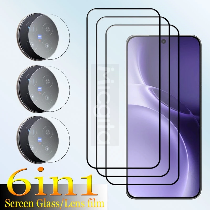 Premium Screen Glass Protector with 9H Anti-Scratch Front Tempered Glass & Soft Fiber Lens Film
