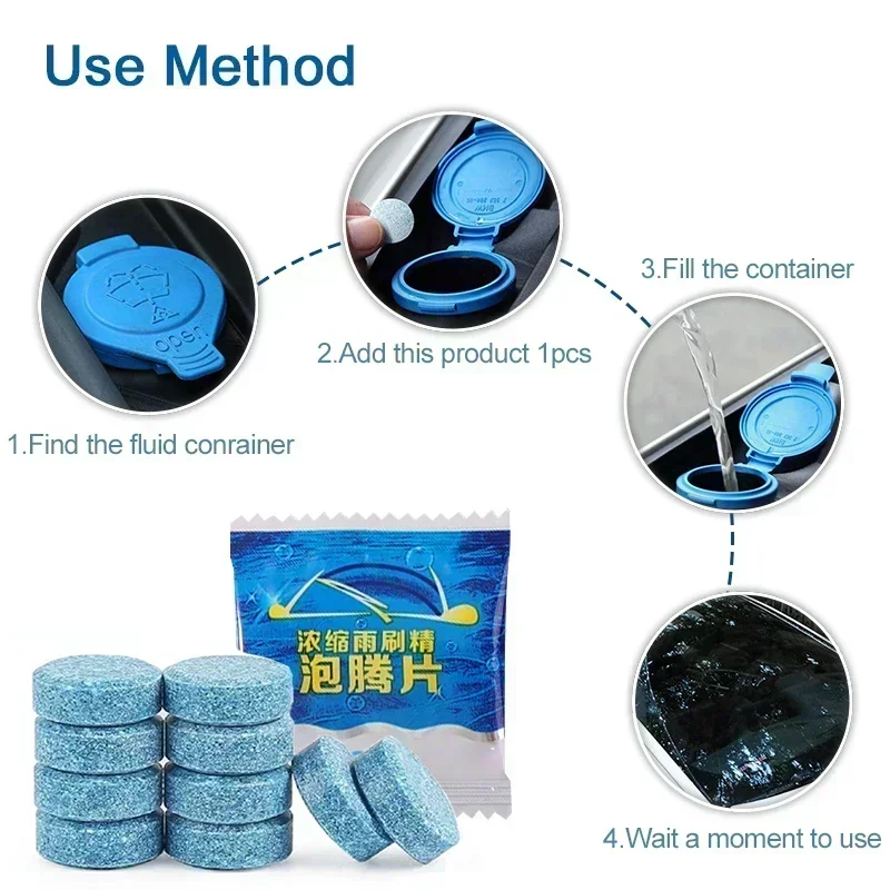 Car Windshield Glass Concentrated Washer Tablets Car Effervescent Washer Fluid Wiper Glass Solid Cleaning Tablets for Car Window