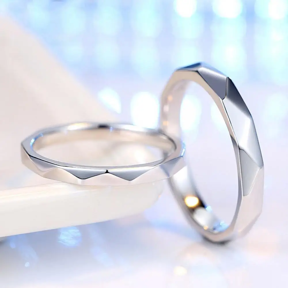 

Three-Dimensional Diamond 18K white gold Couple's Open Adjustable Ring Real S925 Stamp Jewelry S925 Stamp