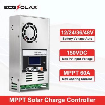 ECGSOLAX 60A MPPT Solar Charge Controller 12V 24V 36V 48V Auto Solar Battery Charge Regulator 60A With LCD Display Max PV 150VDC