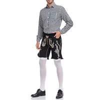 Mens German Traditional Plaid Shirt Beer Plaid Shirts With Pockets Lapel Long Sleeve Button Down Shirts Oktoberfest Costume 2