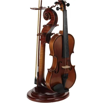 Solid Wood Violin Stand with Bow Holder No Assembly Needed HeavyDuty 4 4 Size Display Handcrafted CutOut Design for Home Studio