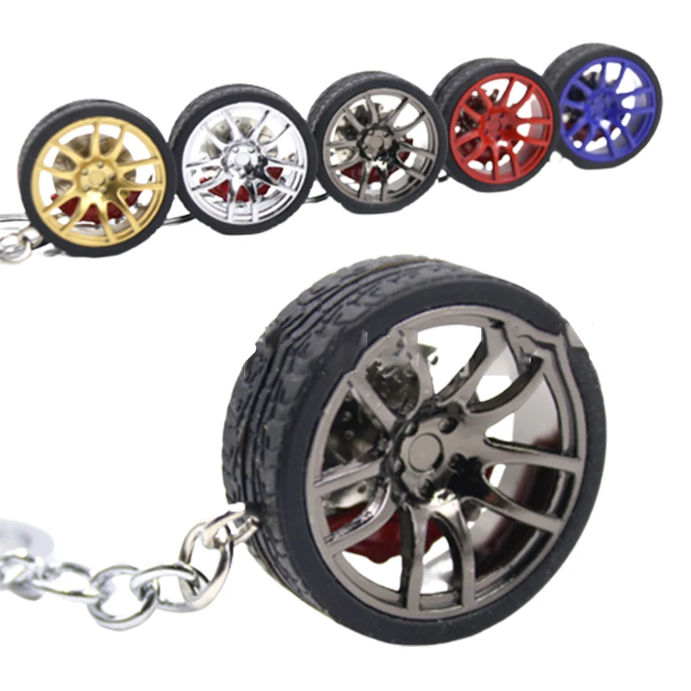 

Key Chain High Quality Durable Personality Unique Creative Car Modified Calipers Brake Disc Wheel Tire Metal Tire Key Chain