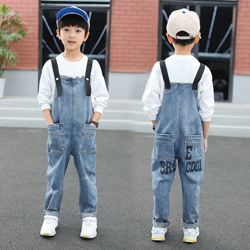 New Boys Denim Overalls Spring Summer Children Clothing Casual Kids Suspender Trousers Boys Solid Kids Jumpsuit Teenage Jeans