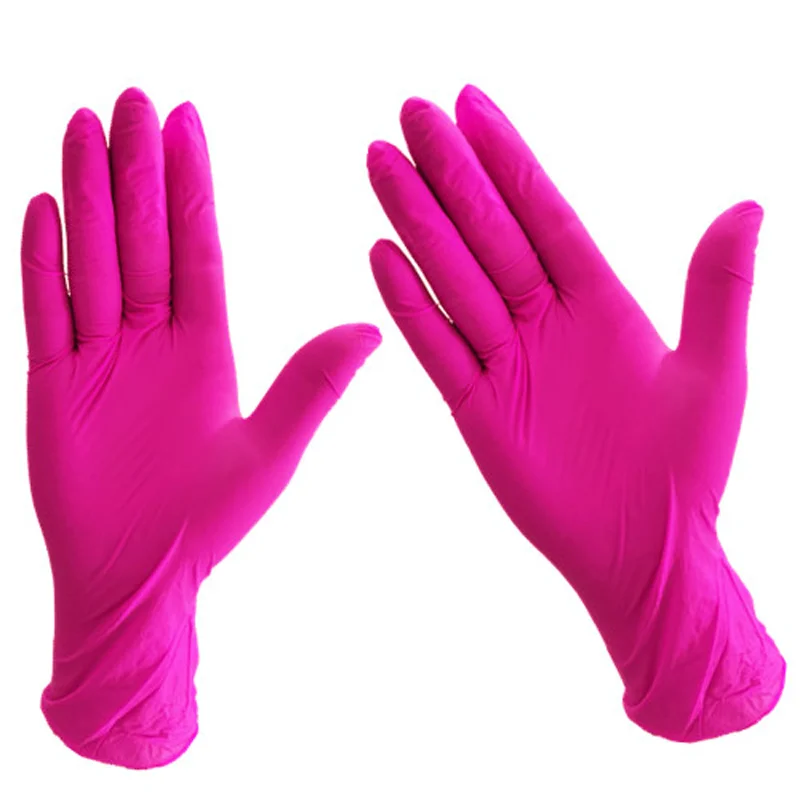 Disposable Nitrile Gloves XS Allergy Free Protect Safety Hand Gloves for Work Kitchen Dishwashing Mechanic Pink Black disposable gloves,nitrile gloves,dishwashing gloves,protective gloves,cleaning gloves,safety gloves